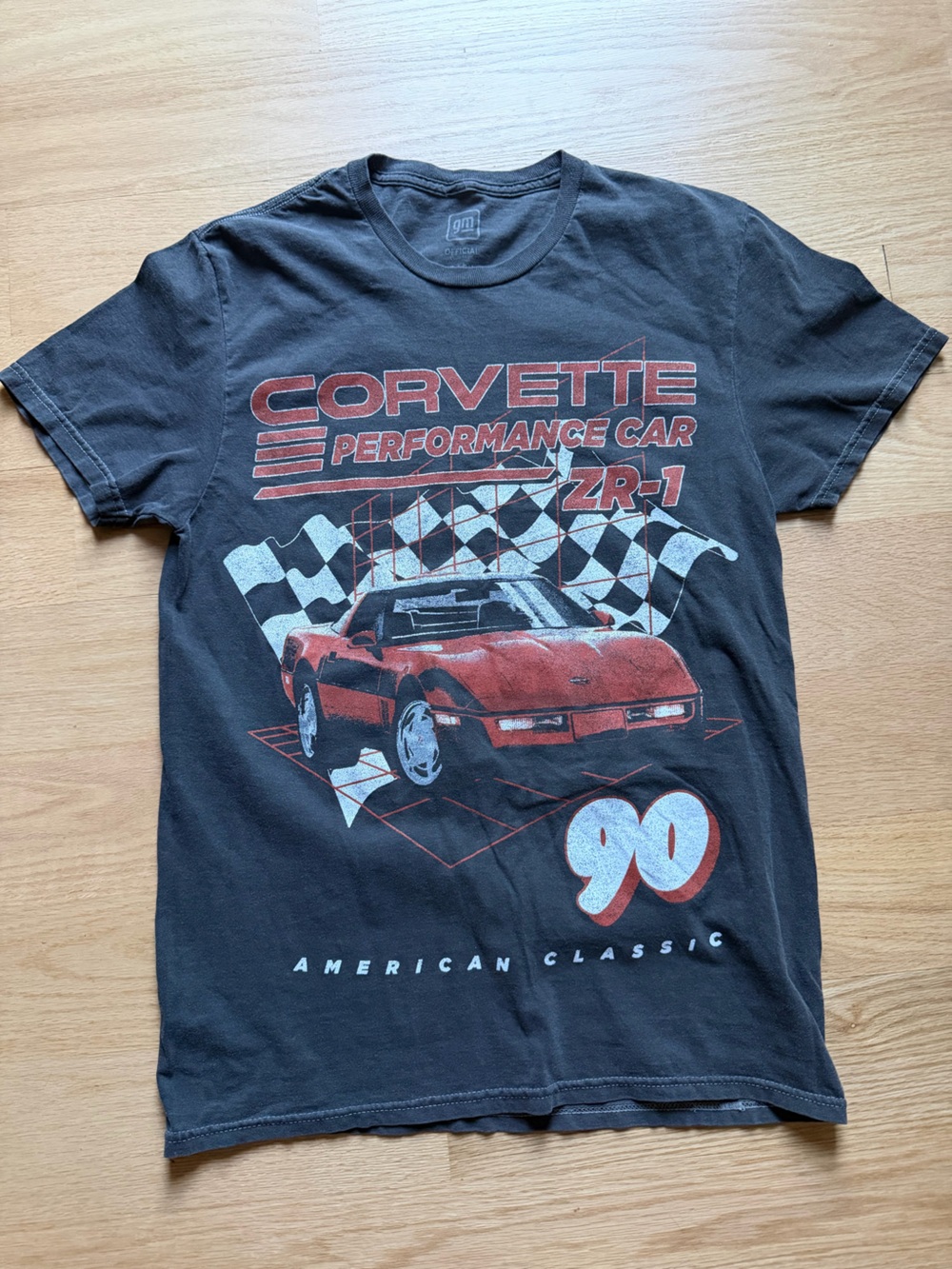 Mi Black T-Shirt with Red Corvette Graphic
